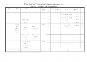 برنامه آموزشی ارشد (نیمسال اول) ۱۴۰۴ - ۱۴۰۳