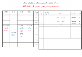 برنامه آموزشی دکتری (نیمسال اول) ۱۴۰۴ - ۱۴۰۳
